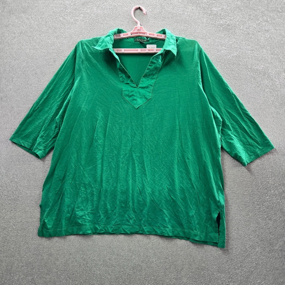 Lauren Ralph Lauren Women Top 3X Green‎ Polo Shirt Short Sleeve